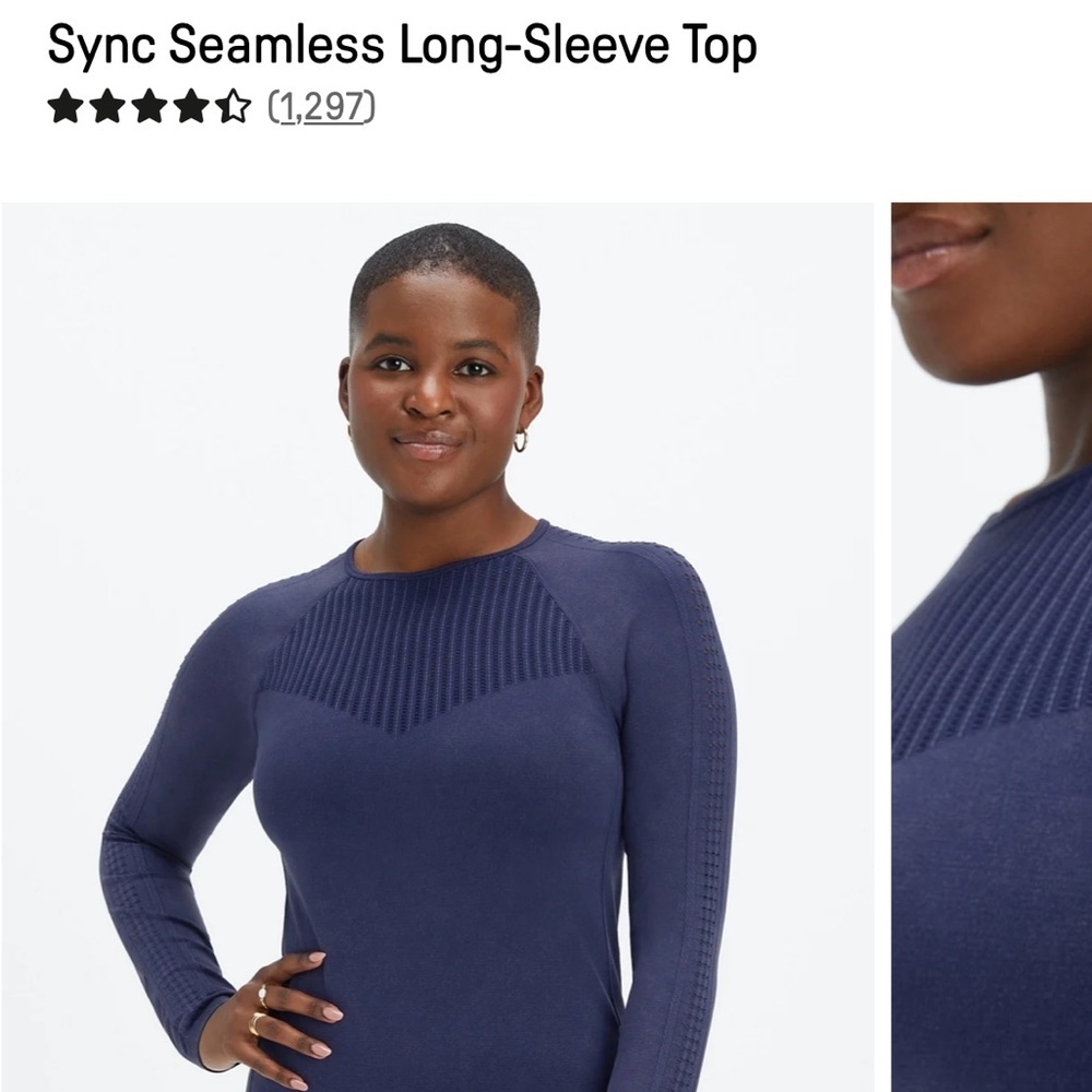 NWT Fabletics Sync Seamless Long Sleeve Top | Size S | Navy Blue - Picture 6 of 8